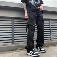 Mens Hip Hop Cargo Pants Casual Multi-Pocket Slim Fit