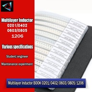 SMD gốm đa tầng cuộn cảm Kit 0201 0402 0603 0805 1206 chip cảm bộ được phân loại mẫu cuốn sách