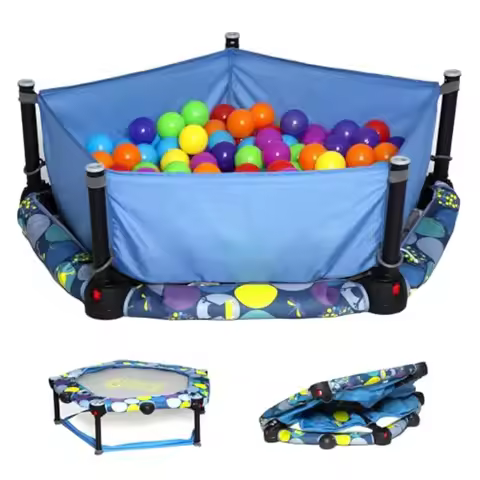 3 in 1 Folding Ball Pit and Bouncer - Ball Pit Tent and Trampoline with Handle - Ages 10 Months to 5