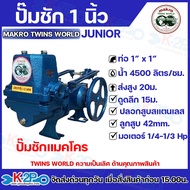 ปั๊มชัก MAKRO TWINS WORLD JUNIOR ขนาด 1 นิ้ว 4500 ลิตร/ชม. กระบอกสูบ 42มิล ลูกสูบสแตนเลส ปั๊มดูดลึก