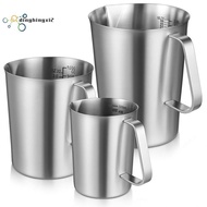 Oz and ML Marked Stainless Steel Measuring Cups 3 Pieces Metal Pitcher, 16 Ounces, 32 Ounces, 64 Oun