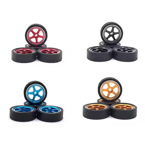 4Pcs 26Mm Metal Wheel Rim Rubber Tire Tyre Set For Wltoys 284131 K969 K989 K999 P929 Mini-Z 1/28 RC 