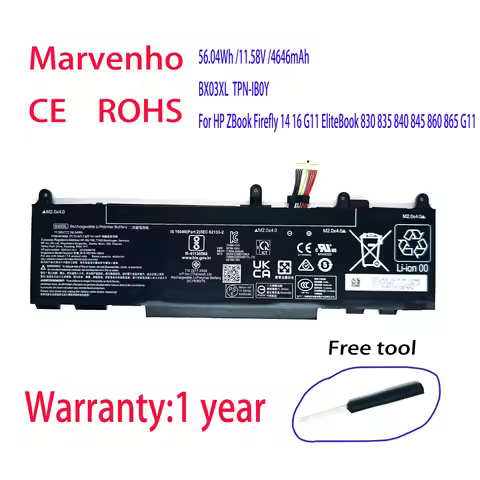 New Marvenho 56.04Wh 11.58V 4646mAh BX03XL Laptop Battery For HP ZBook Firefly 14 16 G11 EliteBook 8