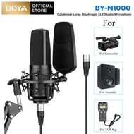 BOYA BY-M1000 Large Diaphragm Studio Condenser Microphone 24V 48V Phantom Power for Vocal Recording Podcasting Broadcasting Singing Mic