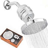 ADOVEL High Output Shower Head and Hard Water Filter, 15 Stage Shower Filter Removes Chlorine &amp; Harmful Substances, Water Softener Showerhead for Bathroom, Rain Shower, 1 Replaceable Filter Cartridge