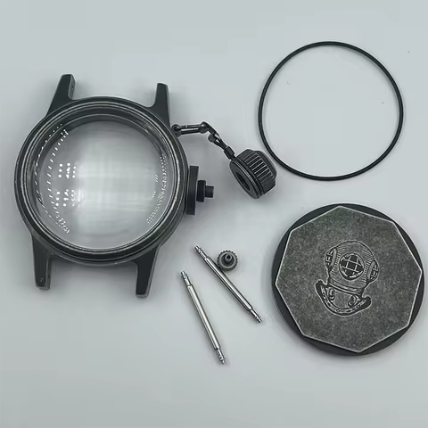 Watch Modify Parts 36mm Vintage Sandblast Stainless Frogman Case K1 Bubble Glass Suitable For NH35/3