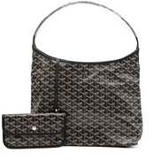 Goyard Black Goyardine Canvas and Chevroches Calfskin Boheme Hobo Bag