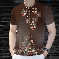 Polo Barong Tagalog for Man 2025 Business Short Sleeve Modern Barong for Men Vintage Ethnic Polo Shi