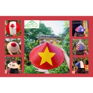 [Hanoi Express] Red flag hat with yellow star - Vietnam flag hat - Red flag hat (Hat strap included)