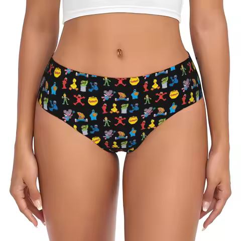 Custom Womens Cookie Monster Panties Stretch Cartoon Briefs Underwear