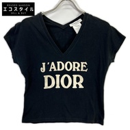Christian Dior BOUTIQUE 3H16155400 黑色棉質 J ADORE Logo V 領無袖剪裁縫製上衣 40 碼 [二手]