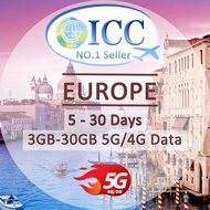 ICC Europe EU-C 5-30 Days 3GB/6GB/10GB 5G/4G/3G Data SIM(ICC Recommend)/Best network in Europe/Can t