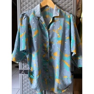 KEMEJA Blouse shirt biru Ld 108cm P 90cm
