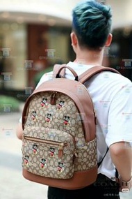 新款 COACH X DISNEY 聯名米奇印花雙肩包  認準hkpowerbuy賣家 背囊 背包 斜孭袋 手袋