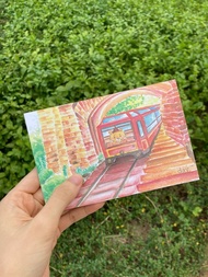 【 水彩 明信片 】幸福 歪嘴 小熊 遊香港 x 山頂纜車