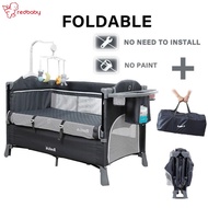 Portable Infant Baby Cot Playpen Travel Bed Double-deck Playpen Babycot Upgraded Multifunctional 2 Layer With Travel Bag Mattress
