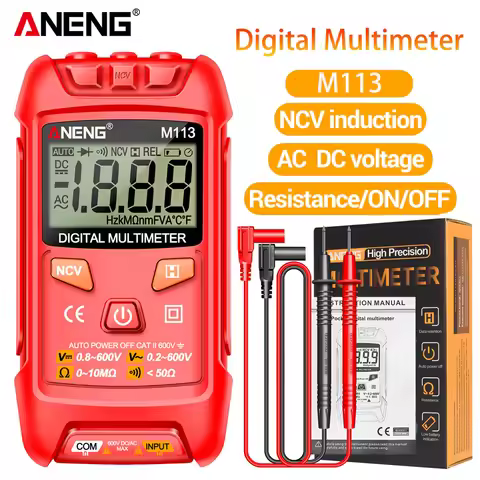 ANENG M113 Digital Multimeter AC DC 0-600V Voltage Tester Auto Range Voltmeter Ohm Resistance Meter 