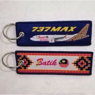 Keychain Batik Malaysia Malindo Boeing B737 Max Woven keychain
