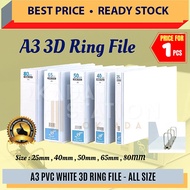 A3 3D WHITE PVC RING FILE-ALL SIZE/ 3D RING/A3 File / Ring File /FILE PUTIH/A3