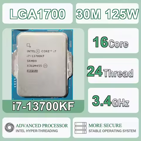Intel Core i7-13700KF 16 Core 24 Thread 3.4Ghz 125W 30MB Cache 10nm LGA1700 SRK87 DDR4-3200 / DDR5-5