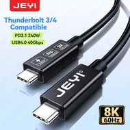 JEYI Thunderbolt 4 Cable USB4.0 40Gbps Coaxial Wire With PD3.1 240W Charging 8K Display/Dual 4K, Com