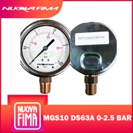 "NUOVA FIMA" PRESSURE GAUGE 2.5" 0-2.5 BAR (36PSI) | เกจวัดแรงดัน หน้าปัด 2.5" เกลียวทองเหลืองออกล่า