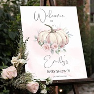 Pumpkin Baby Shower Welcome Sign, Baby Girl Baby Shower Sign Editable Digital Download