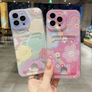 [Ready Stock] Colour Smile Flowers Card Bag Phone Case For Huawei Y5 Y6 Y7 2018 Y9 Prime 2019 Y9S Y8