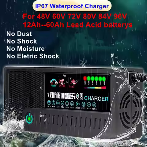 48V 60V 72V 80V 84V 96V IP67 waterproof smart Charger 12Ah 20Ah 30Ah 35Ah 40Ah 50Ah 60Ah GEL AGM dry