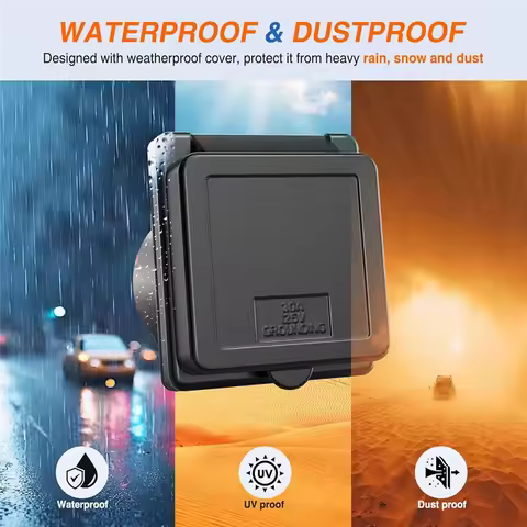 Y42A-30 AMP RV Shore Power Inlet 125V Twist Lock Receptacle NEMA L5-30P Enclosed Lockable Flanged Ma