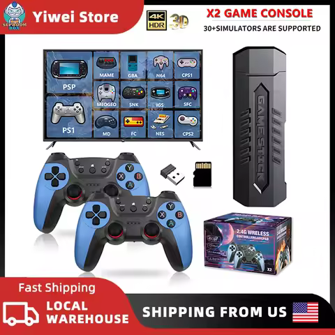 X2 Blue Video Game Stick 4K Video Game Stick Console 2.4G Double Charging Wireless Controller HD 400