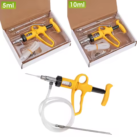 1Pc 5Ml/10Ml Adjustable Continuous Syringe Injector Infusion Device,veterinary Injection Feeding Gun