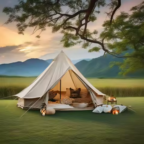 2025 New Luxury 3M 4M 5 People Winter Warm Mongolian Canvas Outdoor Camping Yurt House Bell Tent For
