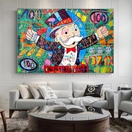 Fine Arts Mr. Monopoly Money Abstract Alec Graffiti Street Canvas Painting  Millionaire Design Art R