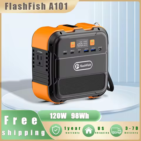 Flashfish A101 Mini Portable Power Station 120W Solar Generator 98Wh Lithium Battery Home Backup Out