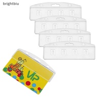 [brightbiu] Pa Of 5 Horizontal Half Card Badge Holder For Swipe ID Cards Frosted Rigid Polycarbonate