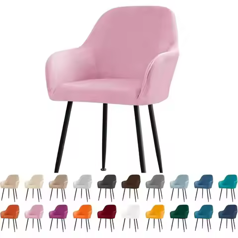Velvet Curved Back Dining Room Chair Covers with Arms Stretch Bar Stool Chair, Vanity Chair,Home Oic
