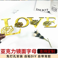 Acrylic Mirror Wall Sticker Creative Rose Font English Letter Mirror Sticker 3D Self-Adhesive Home D