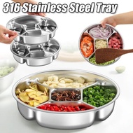 Food Grade Stainless Steel 5-Compartment Divided Plate, Serving Platter & Cafeteria Tray for  Kitche