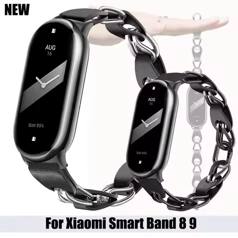 Original Metal Strap for Xiaomi Smart Band 8 9 Stainless Steel Quick Release Bracelet Leather Wristb