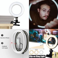 Clip On - 16cm 360° Rotate LED Ring Light / Live Stream Ring Light / Small Ring Light / USB Ring Lig