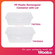 (250sets) 1000/750ml Microwavable PP Plastic Rectangle Container with Lid