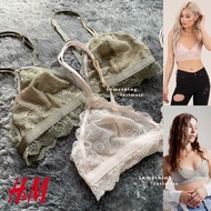 H&M Stacie Sheer Lace Bralette Tumblr Non Wired Bra Nonpad Unlined Bobo Home Bra Small Size Sexy Lin