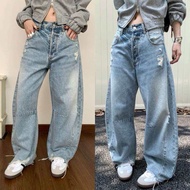 กางเกงยีนส์ขายาวผ้าดีงานฟอกรุ่น 24K305 TAG MM FISH🇰🇷