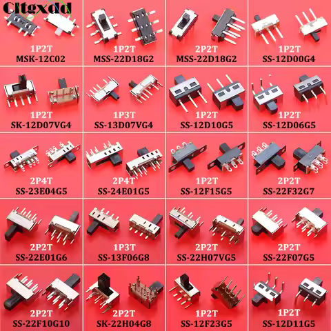 10x Slide Switch Micro-Power Toggle Switch Single and Double-row Direct-inserted Horizontal Sliding 