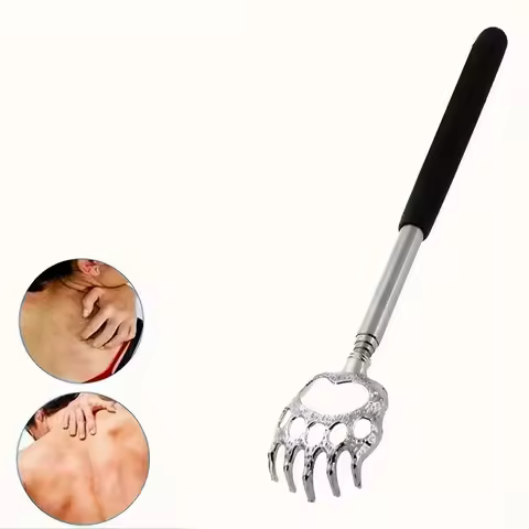 1pc Portable Extendable Telescopic Bear Claws Metal Back Scratchers/Hand Massager/Backslap with Rubb