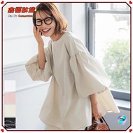 🌿Lazy Japanese Style🌿Japanese Korean Loose Shirt Women Large Version Puff Sleeve Women's Tops Genuin