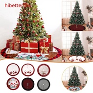 ^hibetterlife^ Christmas Tree Skirt Classic Plaid Santa Snowman Christmas Tree Floor Mat Christmas Tree Apron Tree