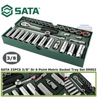 SATA 09902 33PCS 3/8" Dr 6 Point Metric Socket Tray Set
