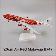 20cm AIR RED MALAYSIA AIRLINES 747 B747 Diecast Metal Display Toy Decoration Collection Children's G